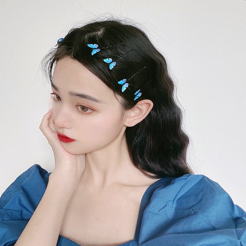 4pcs Dreamy Blue Butterfly Hairpin - Kirakira World - grungestyle - kawaii fashion -kawaii store-kawaii aesthetic - kawaiistyle