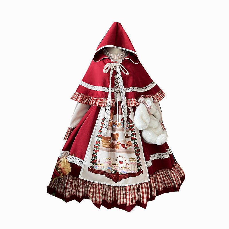 Little Red Riding Hood Lolita Dress - Kirakira World - grungestyle - kawaii fashion -kawaii store-kawaii aesthetic - kawaiistyle