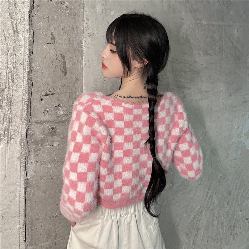 Colorful Button Soft Cropped Cardigan - Kirakira World - grungestyle - kawaii fashion -kawaii store-kawaii aesthetic - kawaiistyle