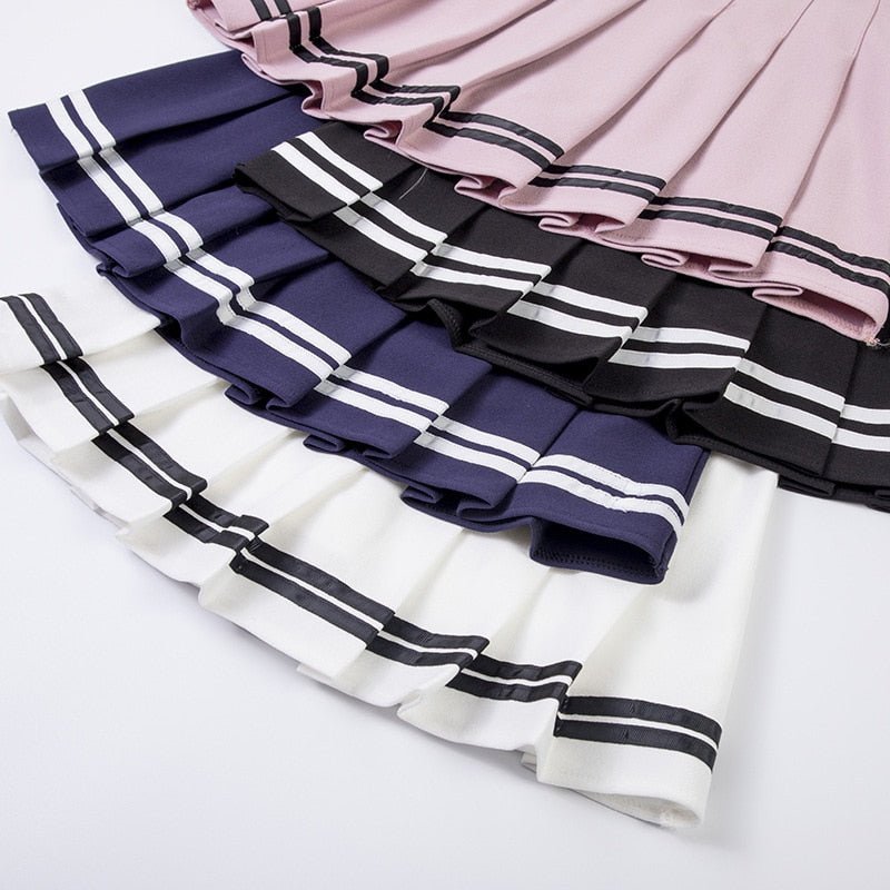 Striped Sweet Lolita Pleated Skirt - Kirakira World - grungestyle - kawaii fashion -kawaii store-kawaii aesthetic - kawaiistyle