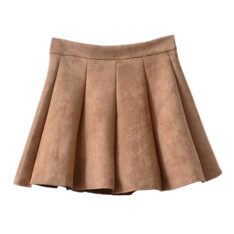 Preppy Style Suede Pleated Skirt - Kirakira World - grungestyle - kawaii fashion -kawaii store-kawaii aesthetic - kawaiistyle