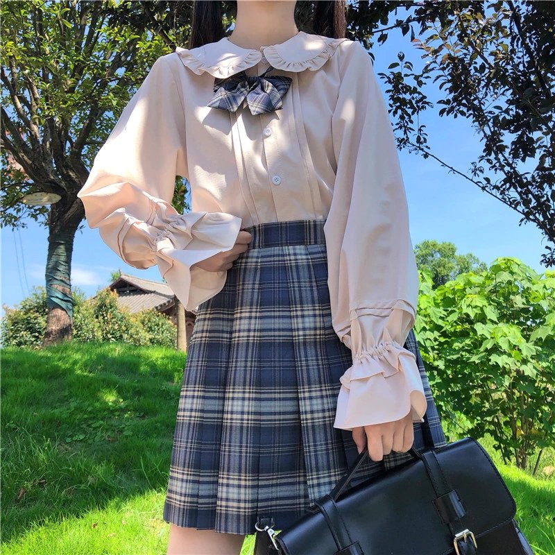 Long Sleeve Preppy Style Lolita Blouse - Kirakira World - grungestyle - kawaii fashion -kawaii store-kawaii aesthetic - kawaiistyle