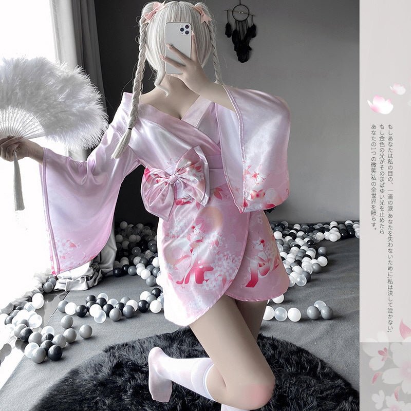 Japanese Kimono Cosplay Pastel Lingerie Dress - Kirakira World - grungestyle - kawaii fashion -kawaii store-kawaii aesthetic - kawaiistyle