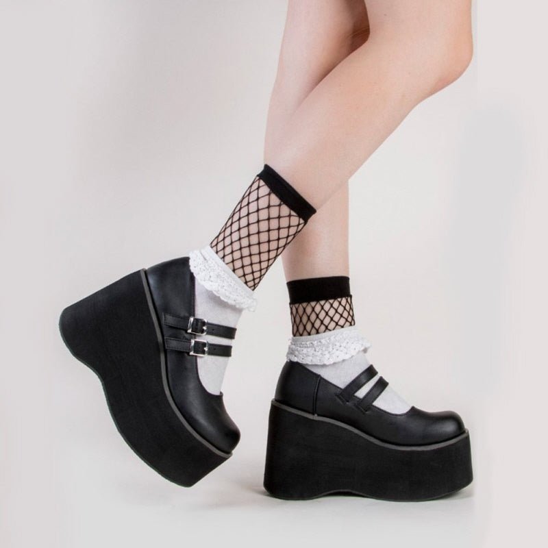 Goth High Heel Pumps Mary Janes Shoes - Kirakira World - grungestyle - kawaii fashion -kawaii store-kawaii aesthetic - kawaiistyle