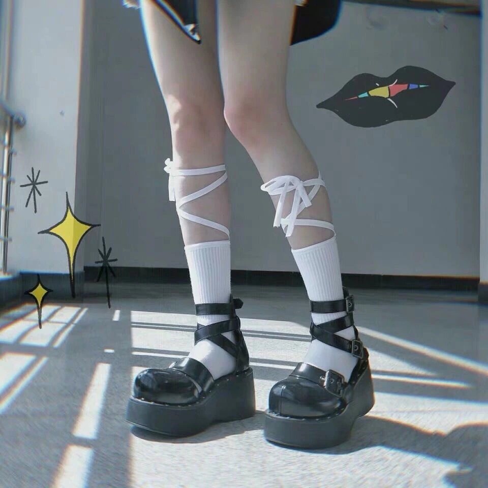 Lolita Rope Strap Socks - Kirakira World - grungestyle - kawaii fashion -kawaii store-kawaii aesthetic - kawaiistyle