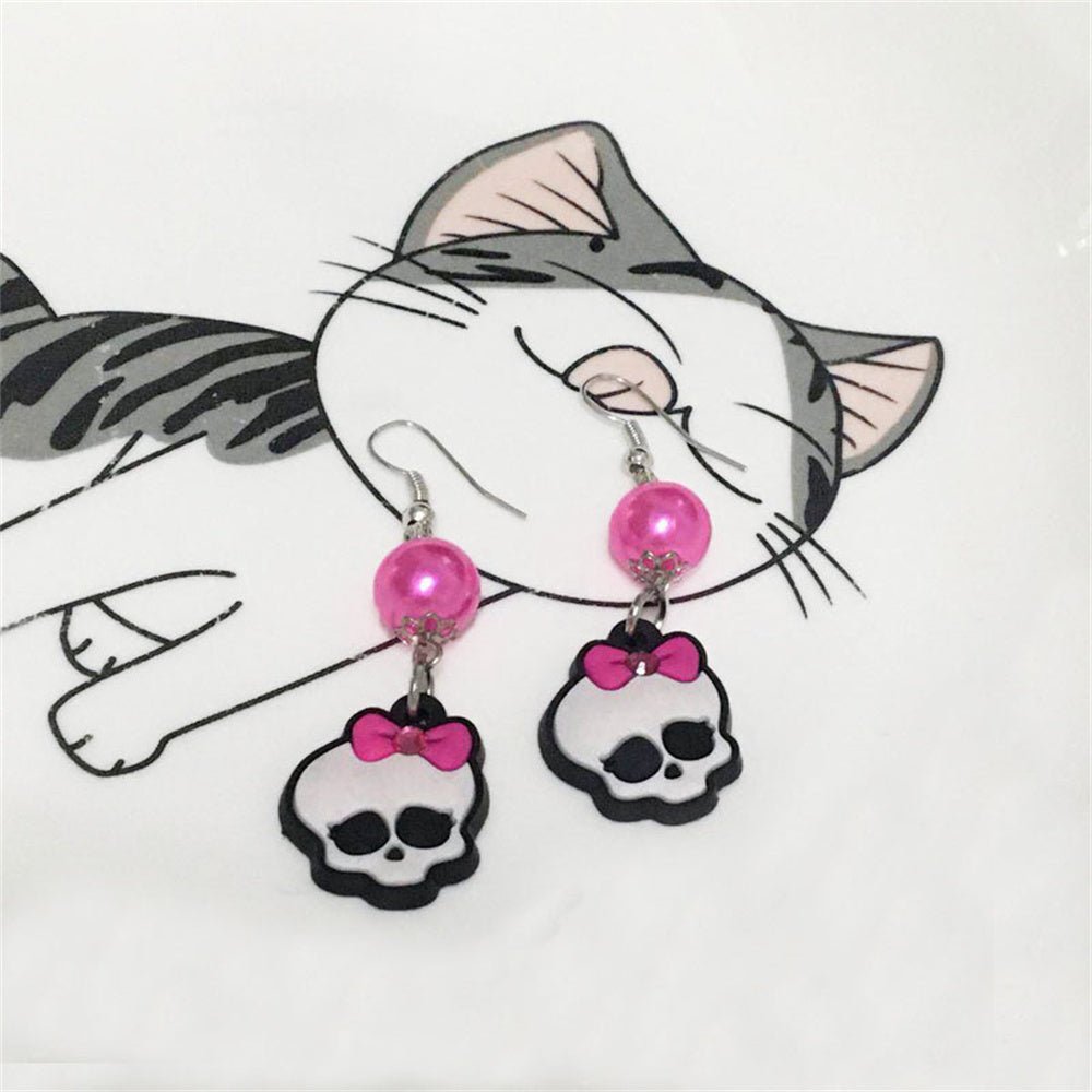 Pastel Goth Skull Earrings - Kirakira World - grungestyle - kawaii fashion -kawaii store-kawaii aesthetic - kawaiistyle