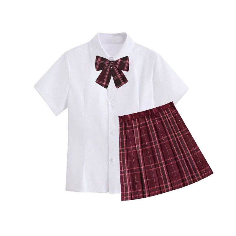 Dark Cherry Plaid Jk School Uniform Sleeve Set - Kirakira World - grungestyle - kawaii fashion -kawaii store-kawaii aesthetic - kawaiistyle