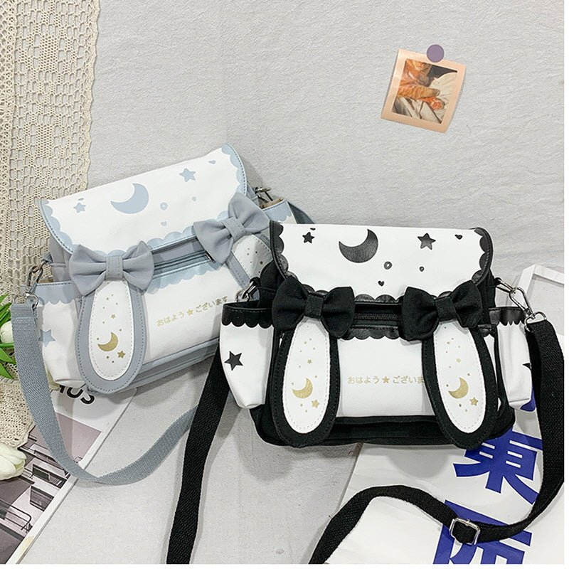 Lolita Moon Star Bow Tie Shoulder Cross Body Bag - Kirakira World - grungestyle - kawaii fashion -kawaii store-kawaii aesthetic - kawaiistyle