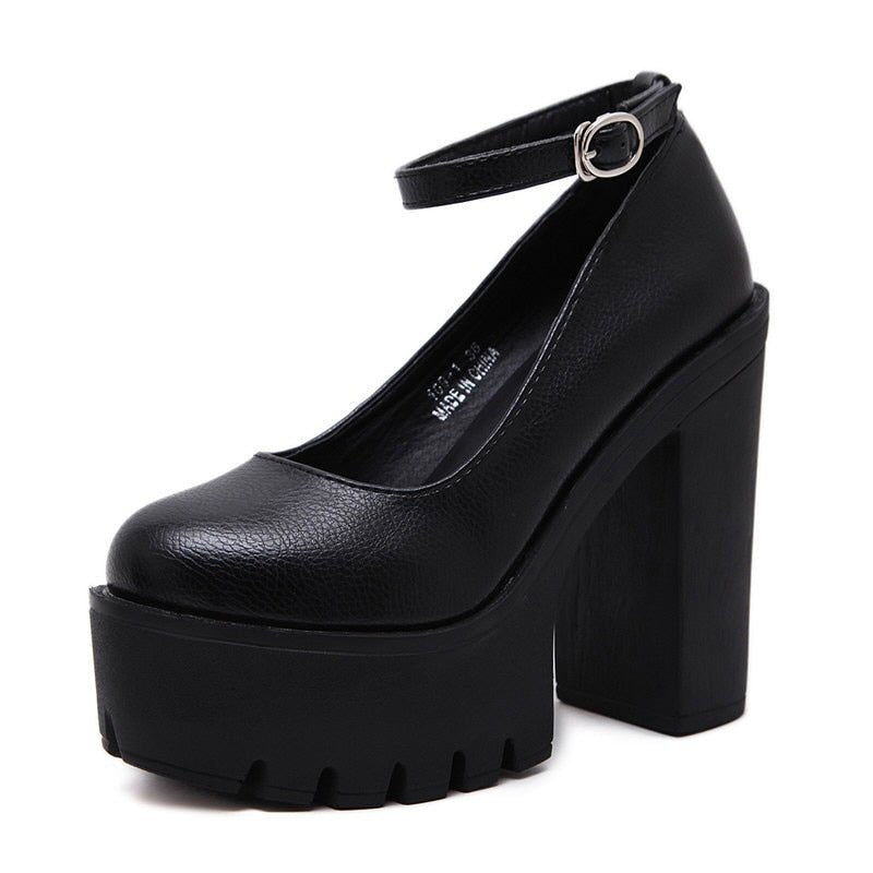 Pure High Heels Platform Mary Janes Shoes - Kirakira World - grungestyle - kawaii fashion -kawaii store-kawaii aesthetic - kawaiistyle