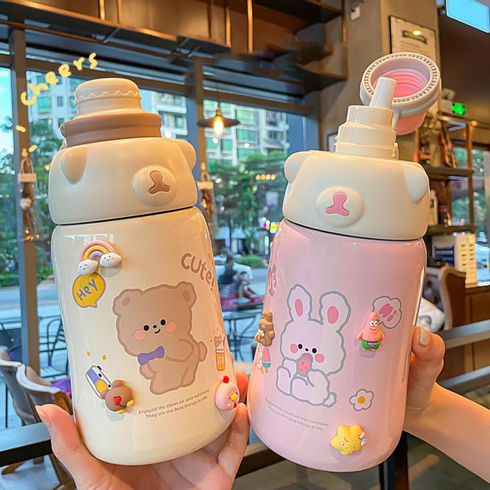 1100ml Kawaii Thermos Bunny Bottle with Straw - Kirakira World - grungestyle - kawaii fashion -kawaii store-kawaii aesthetic - kawaiistyle