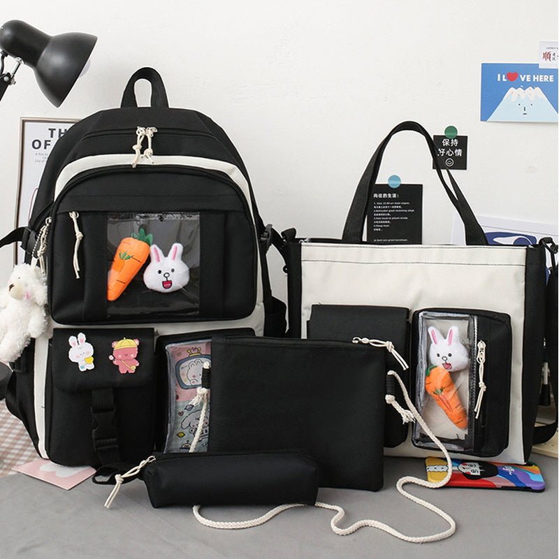 4 Pcs Sets Kawaii Rabbit School Backpack - Kirakira World - grungestyle - kawaii fashion -kawaii store-kawaii aesthetic - kawaiistyle