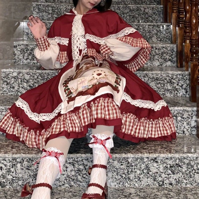 Little Red Riding Hood Lolita Dress - Kirakira World - grungestyle - kawaii fashion -kawaii store-kawaii aesthetic - kawaiistyle