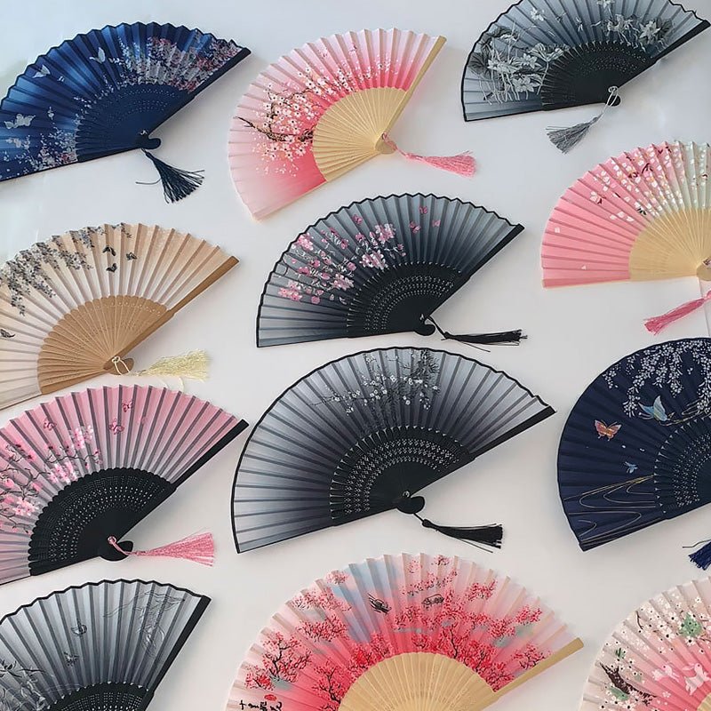Kirakira World Pastel Color Chinese Japanese Silk Folding Fans