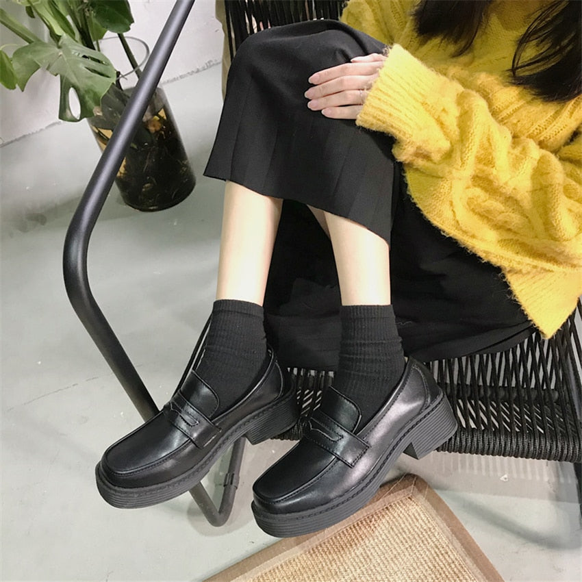 📢 "Late shipping- Vintage Jk Japanese School PU Leather Flats Shoes - Kirakira World - grungestyle - kawaii fashion -kawaii store-kawaii aesthetic - kawaiistyle