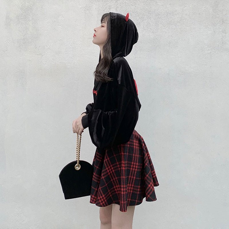 High Waist Plaid Mini Skirt - Red - Kirakira World - grungestyle - kawaii fashion -kawaii store-kawaii aesthetic - kawaiistyle