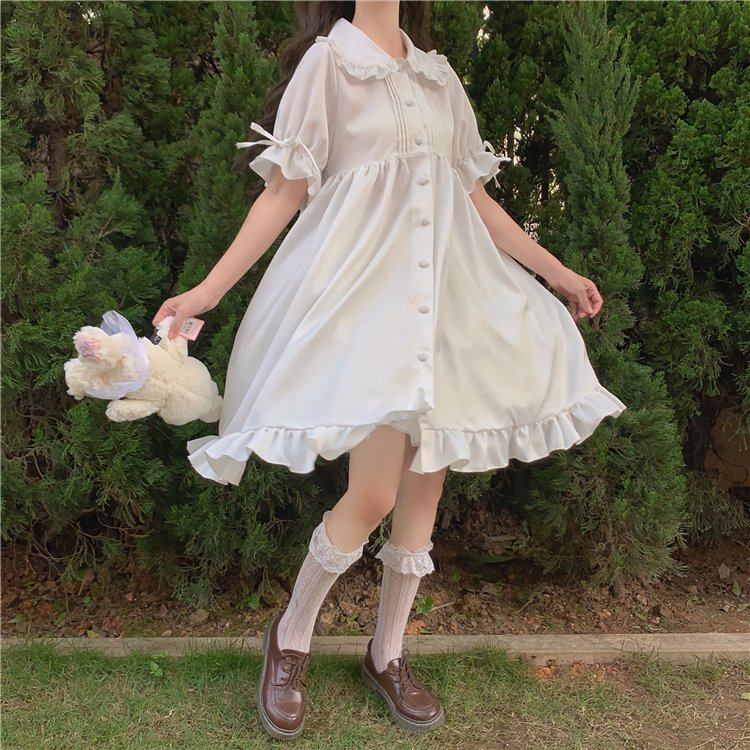 Kawaii Lolita White Princess Dress - Kirakira World - grungestyle - kawaii fashion -kawaii store-kawaii aesthetic - kawaiistyle