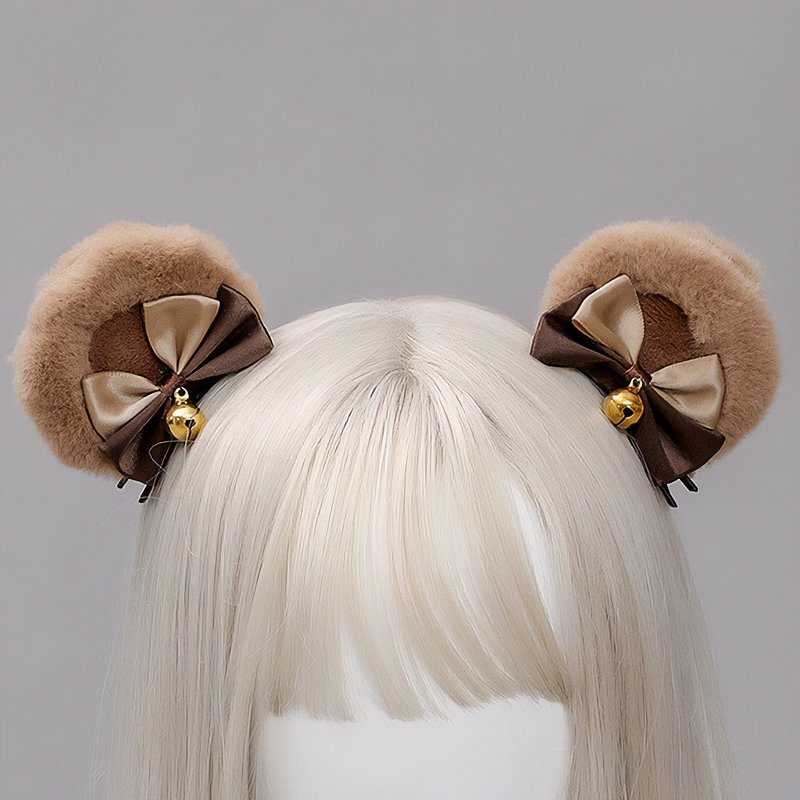 Kawaii Bear Plush Ears Hairpin - Kirakira World - grungestyle - kawaii fashion -kawaii store-kawaii aesthetic - kawaiistyle