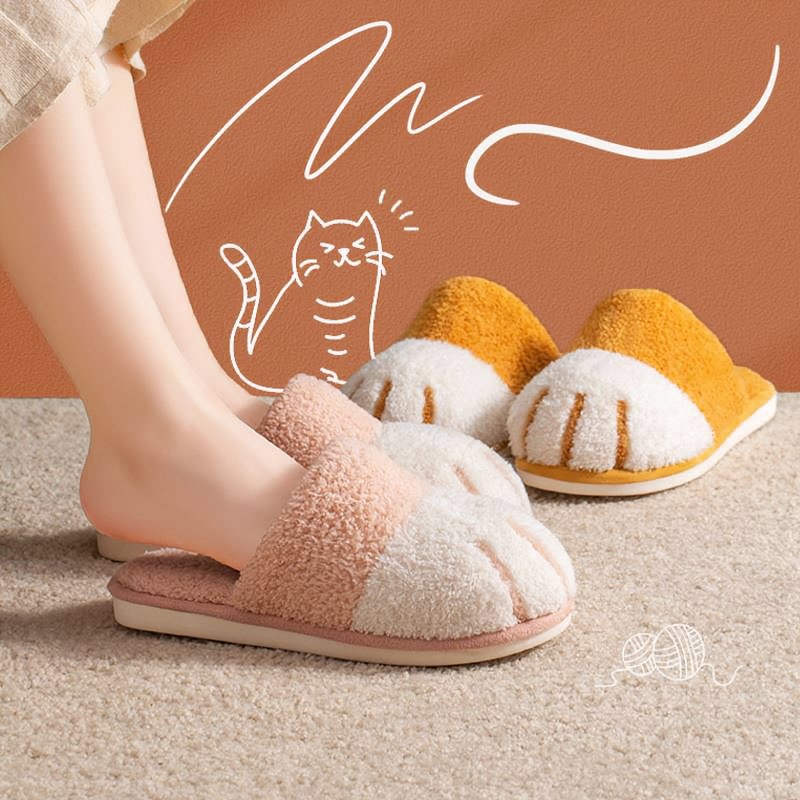 Kawaii Cat Paw Plush Slippers - Kirakira World - grungestyle - kawaii fashion -kawaii store-kawaii aesthetic - kawaiistyle