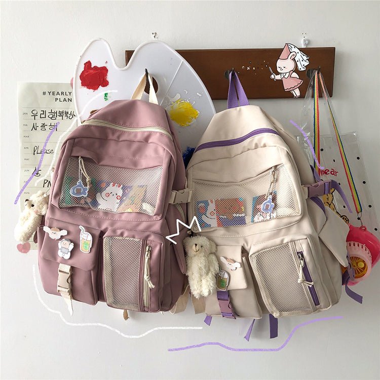 Kawaii Characters College Style Backpack - Kirakira World - grungestyle - kawaii fashion -kawaii store-kawaii aesthetic - kawaiistyle