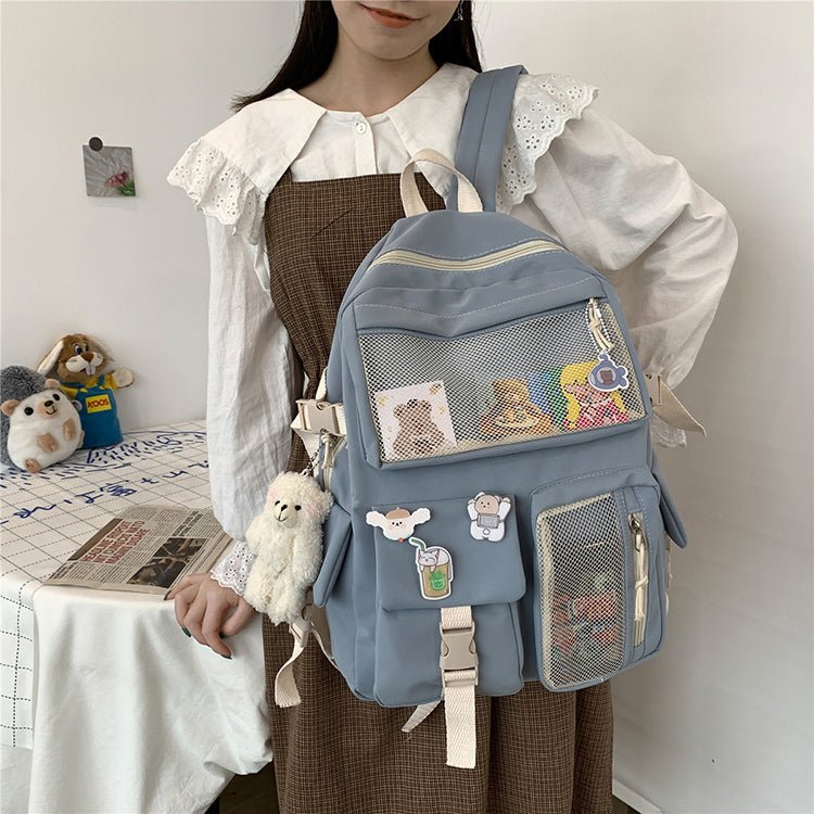 Kawaii Characters College Style Backpack - Kirakira World - grungestyle - kawaii fashion -kawaii store-kawaii aesthetic - kawaiistyle