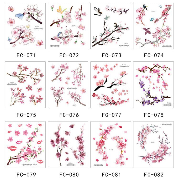 - 10 Sheet- Sakura, Cherry Tree Temporary Tattoo – Kirakira World