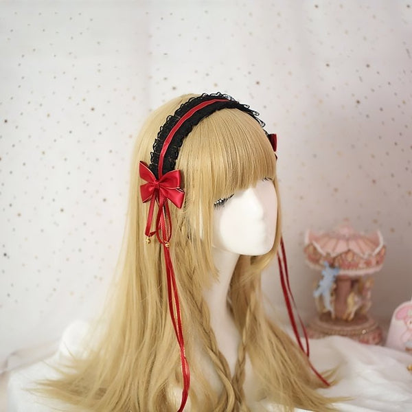 Lolita Black Lace Bow Headband