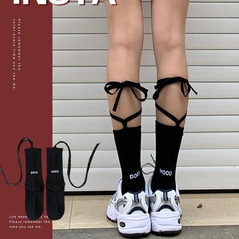 Rope Strap Socks - Black - Kirakira World
