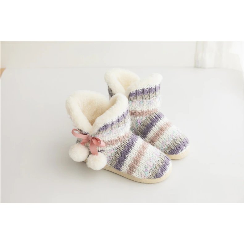 Lolita Winter Knitted Plush Indoor Boots Slippers - Kirakira World - grungestyle - kawaii fashion -kawaii store-kawaii aesthetic - kawaiistyle