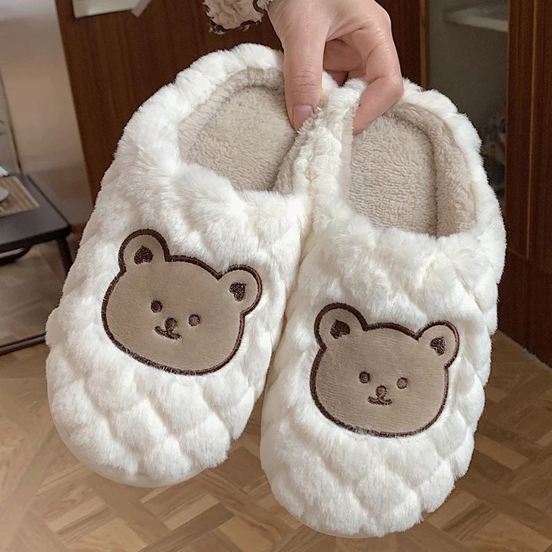 Lovely Bear Winter Fuzzy Slippers - Kirakira World - grungestyle - kawaii fashion -kawaii store-kawaii aesthetic - kawaiistyle