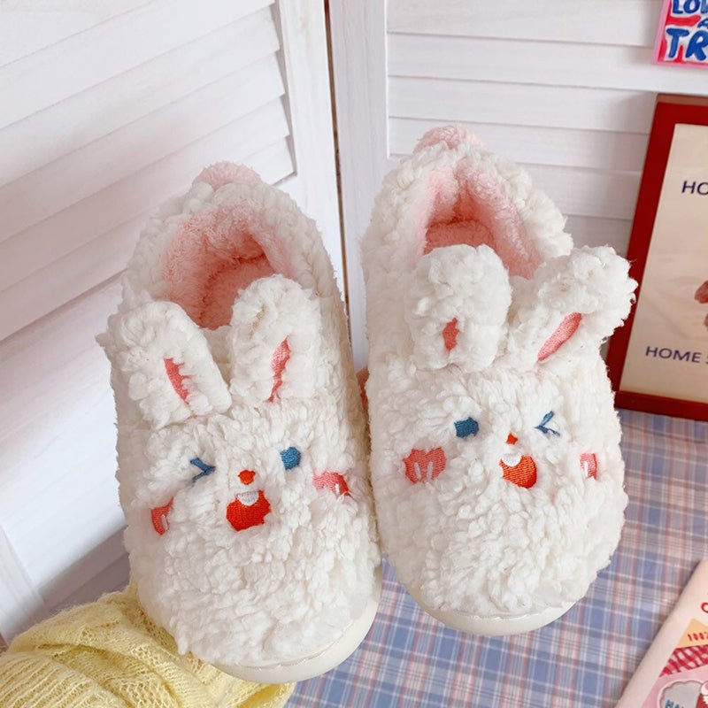 Lovely Bunny & Bear Plush Slippers - Kirakira World - grungestyle - kawaii fashion -kawaii store-kawaii aesthetic - kawaiistyle