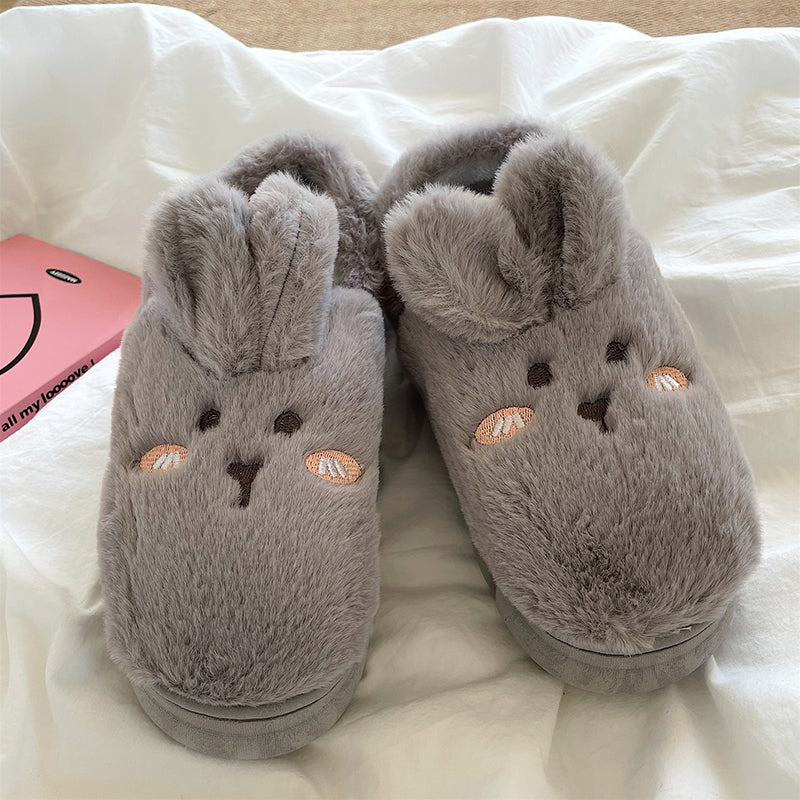 Lovely Cartoon Fluffy Bunny Plush Slippers - Kirakira World - grungestyle - kawaii fashion -kawaii store-kawaii aesthetic - kawaiistyle