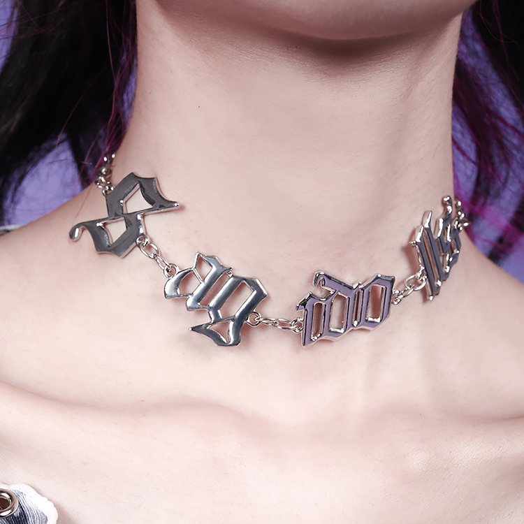 Metal Logo Choker Necklace - Kirakira World