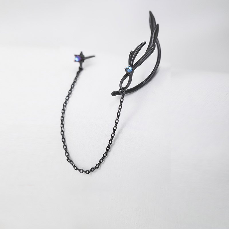 1pc Mythical Twilight Dark Fairy Feather Clip Earring - Kirakira World