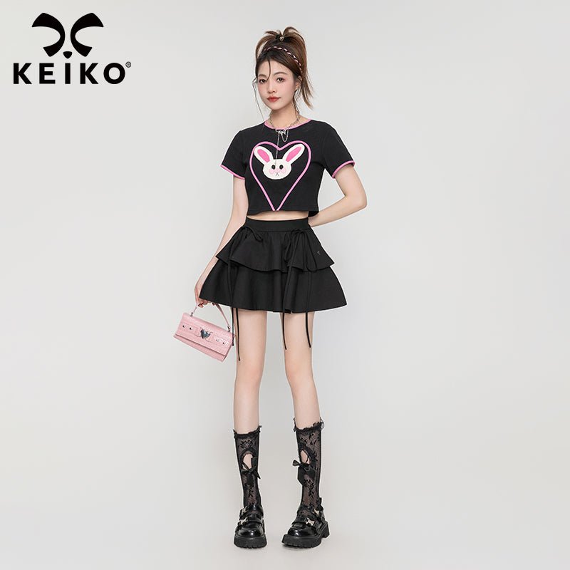 Black Twin Layer Pleated Mini Skirt - Kirakira World