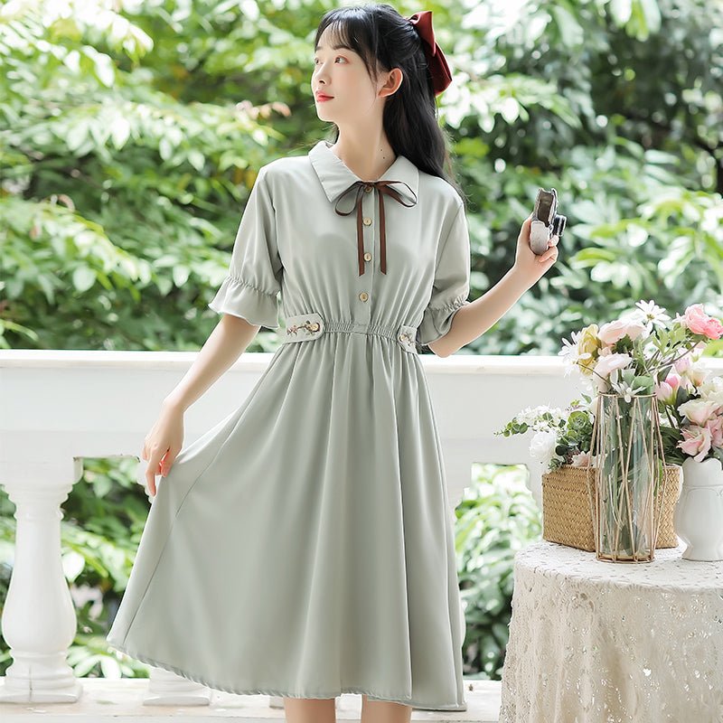Summer Forest Comfortable Short-Sleeved Dress - Kirakira World