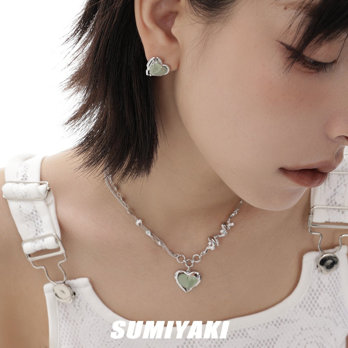 SUMIYAKI Green Heart Necklace – Kirakira World