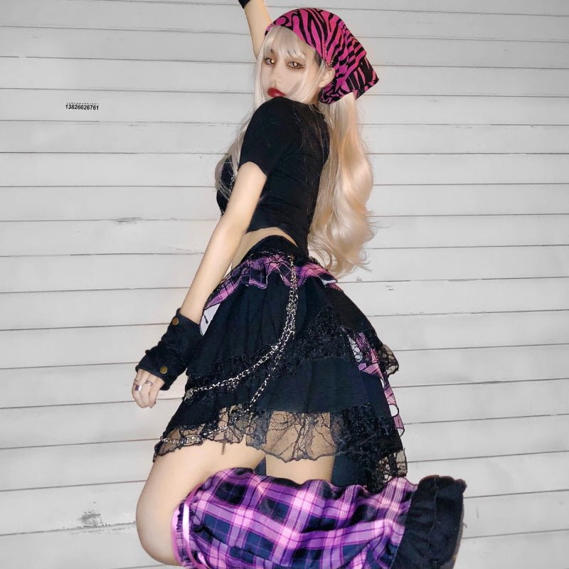 Black Pink Pleated Mini Skirt – Kirakira World