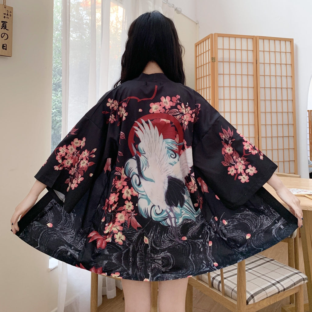 Peak Petals & Crane Kimono Cardigan - Kirakira World