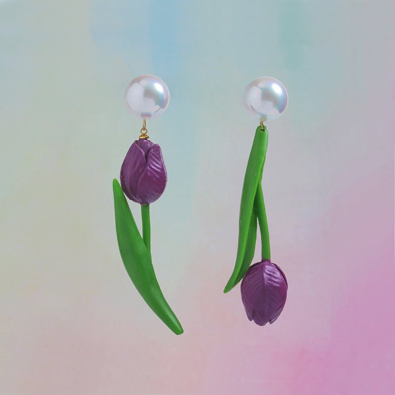 Lilac Tulip Bloom Earrings - Kirakira World