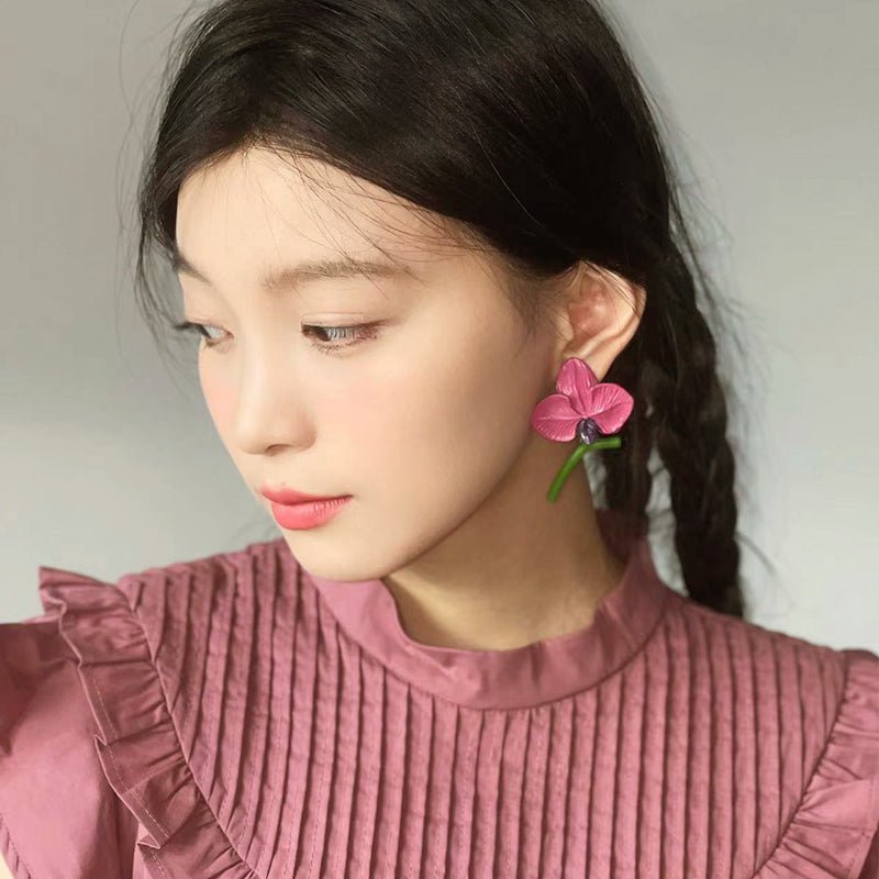 Retro Pink Flower Earring - Kirakira World