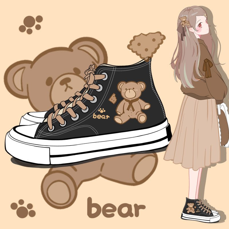 Bear Print High top Sneakers - Kirakira World