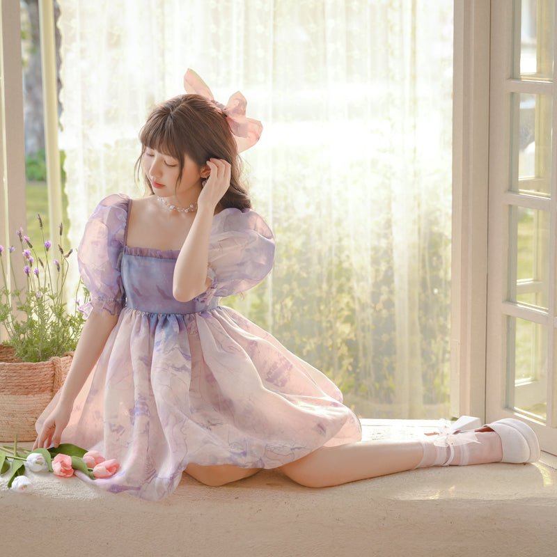 Purple Fairy Puff Sleeve Dress - Kirakira World