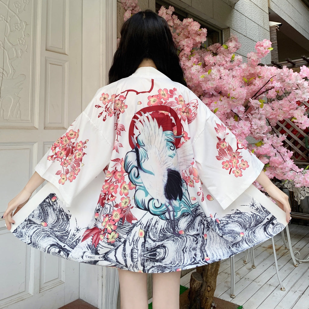 Peak Petals & Crane Kimono Cardigan - Kirakira World