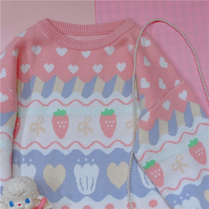 Kirakira World Lovely Cartoon Soft Color Knitted Sweater