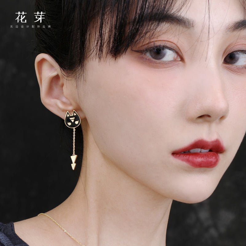 Golden Noir Cat Earrings - Kirakira World