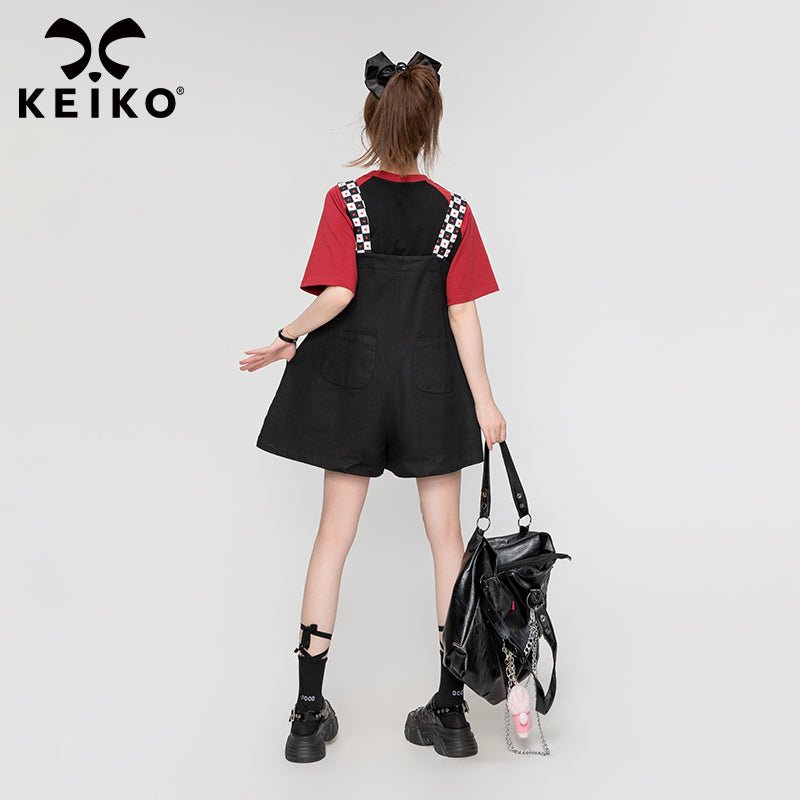 Wide Leg Denim Overall Shorts - Kirakira World