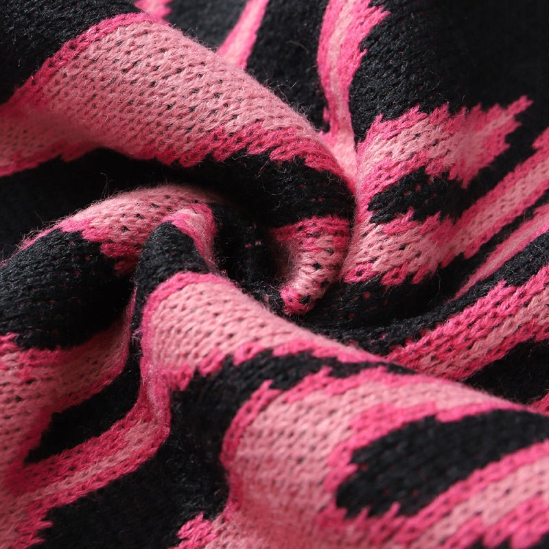 Flame Pattern Oversized Sweater - Pink - Kirakira World