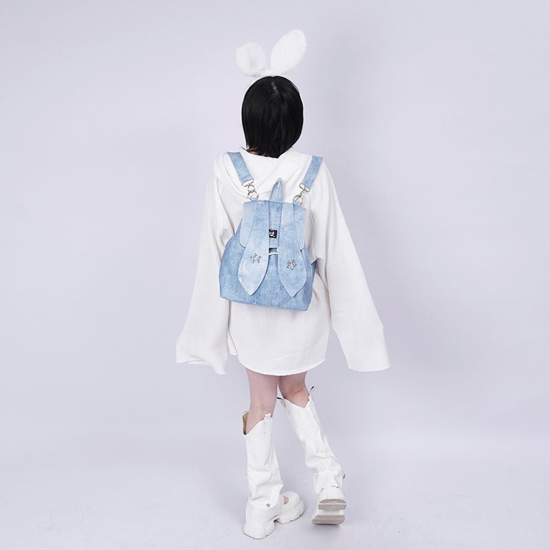 Rabbit Denim School Backpack - Kirakira World