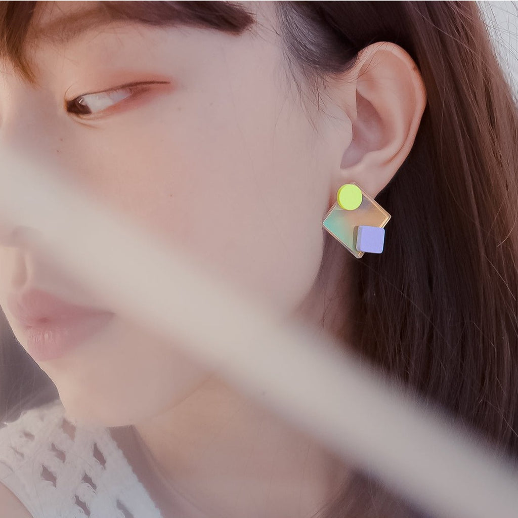 Vibrant Acrylic Square Earring - Kirakira World