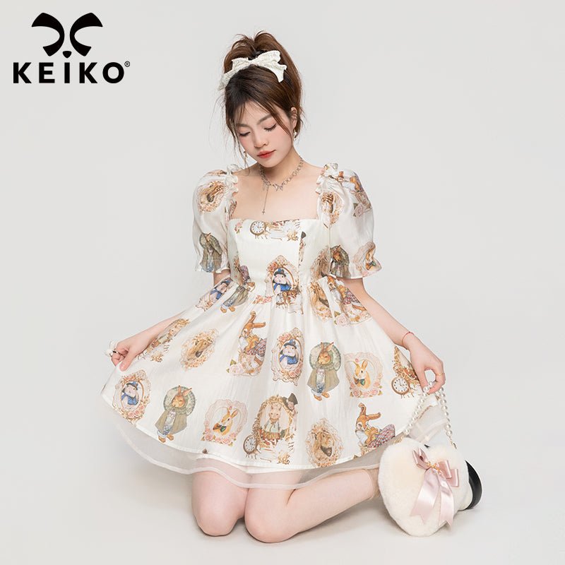 Bunny Family Portrait A-line Dress - Kirakira World